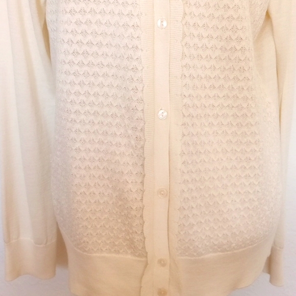 ANN TAYLOR Sweater Cream Career Casual Embellished Design XL - Picture 4 of 10